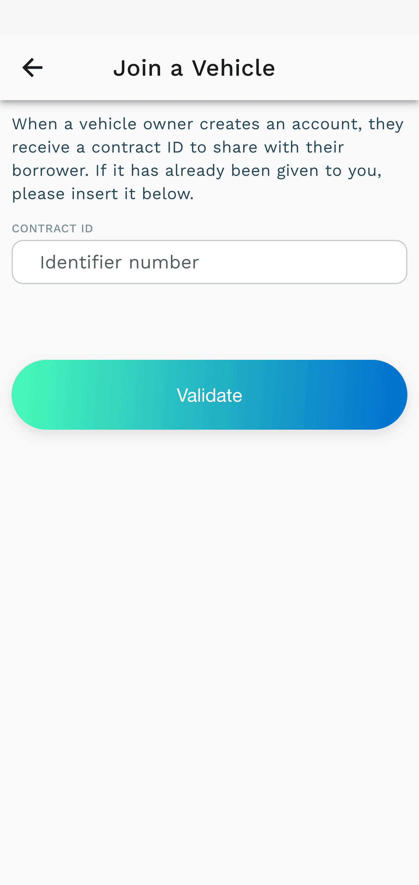 Tela do código de convite